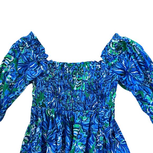 Lilly Pulitzer Smocked Mini Dress Blue Green - Picture 6 of 14